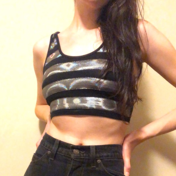 Chrome Striped Crop Top - Picture 1 of 3